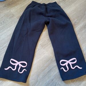 Edikted Wide Leg Sweat Pants in Gray and Pink